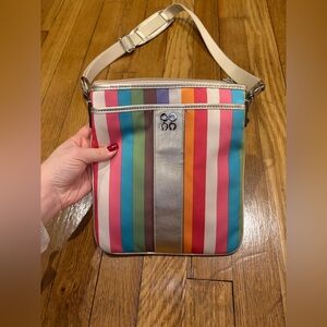 NWT COACH Colorful Striped Shoulder Bag